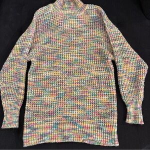 Multicolor Knit Turtleneck Sweater
